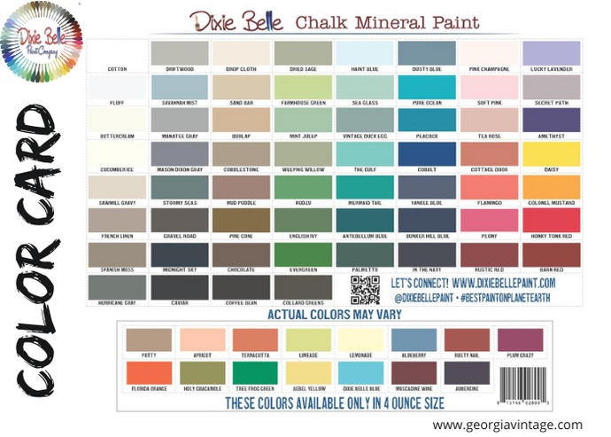 Dixie Belle Chalk Mineral Paint - Color Guide
